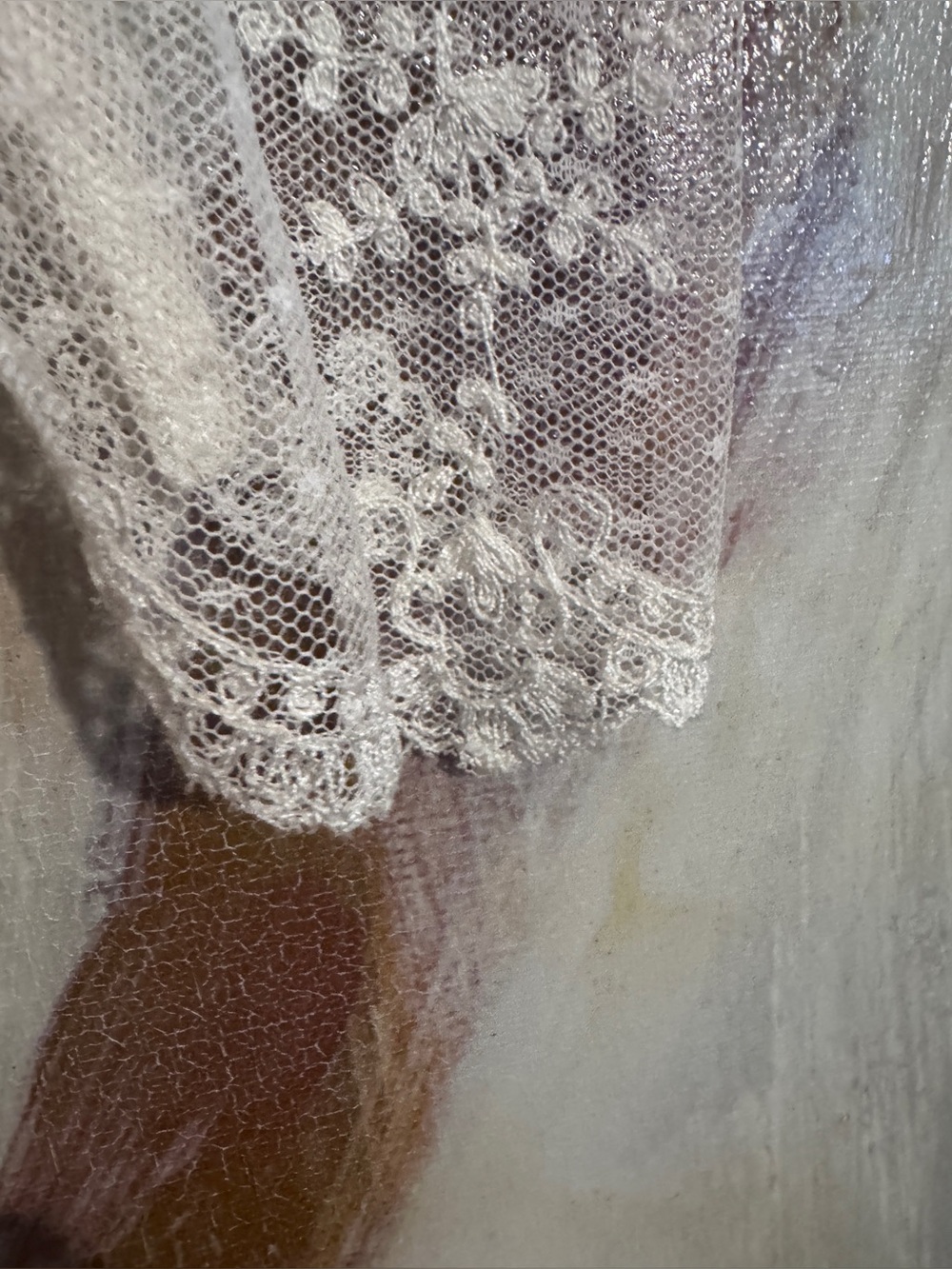 📸PHOTOS ONLY📸 VINTAGE 1980 CUSTOM Ivory Long-Sleeve Lace & Satin Bridal Gown - Picture 11 of 14